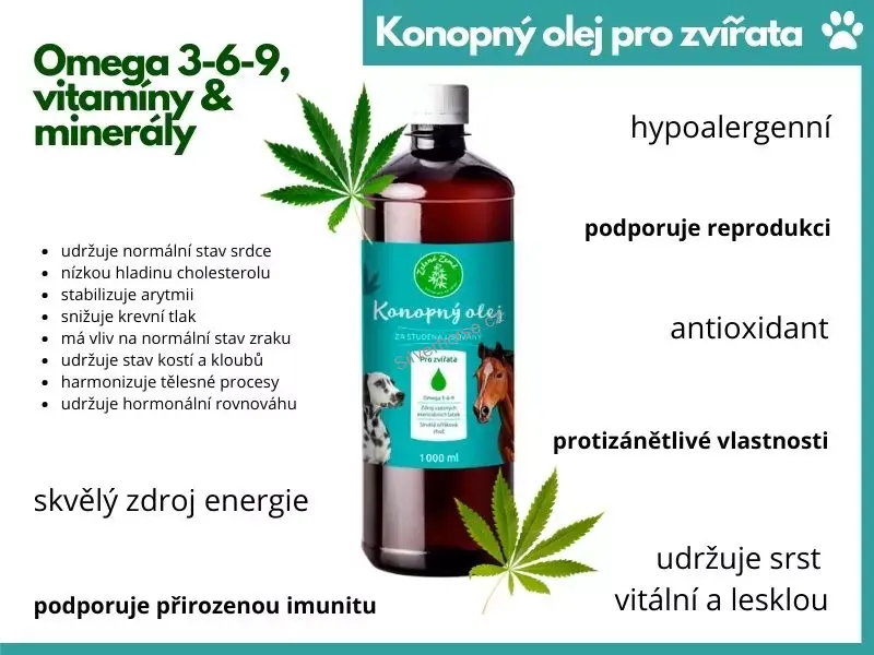 Konopný olej pro zvířata 1000 ml