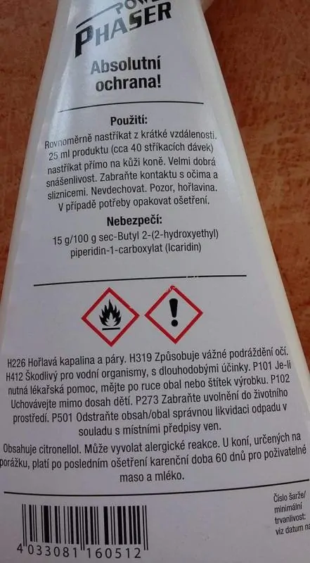 Leovet PowerPhaser, repelent proti mouchám a hovadům, Láhev s rozprašovačem 550ml