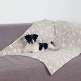 Plyšová deka KENNY 100x150 cm béžová s kostičkami a packami