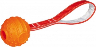 Trixie Soft Strong míč na šňůře TPR termoplastová guma 7cm oranžový