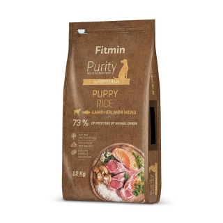 Fitmin Purity Puppy Lamb & Salmon Rice kompletní krmivo pro štěňata 12 kg+dárek