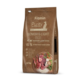 Fitmin Purity Senior & Light Venison & Lamb Rice kompletní krmivo pro psy 12 kg+dárek