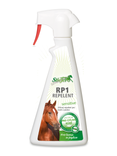 Repelent RP1 Sensitive - Sprej bez alkoholu pro koně s citlivou kůží, Láhev s rozprašovačem 500ml