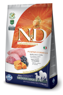 N&D GF Pumpkin DOG Adult M/L Lamb & Blueberry 2,5 kg